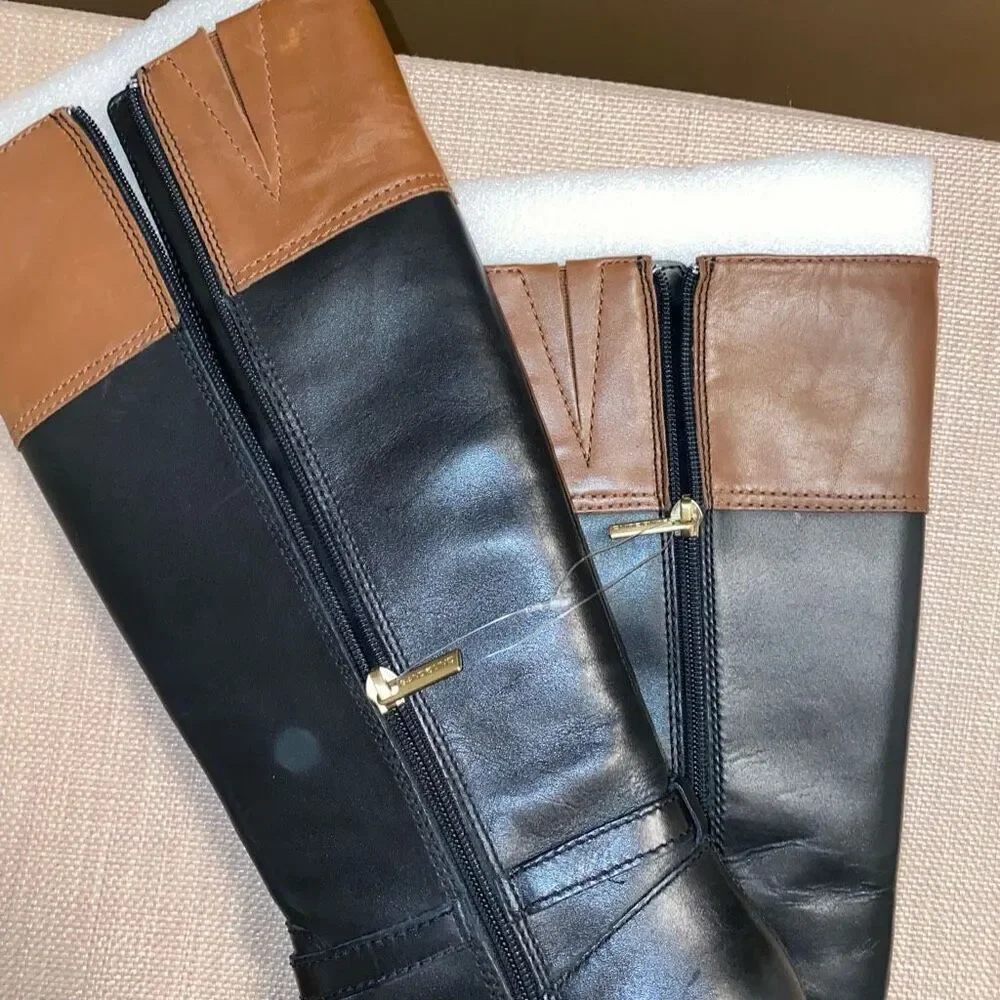 Bandolino Carlotta Womens Knee High Boots Tall Leather Brown Black Size 7M